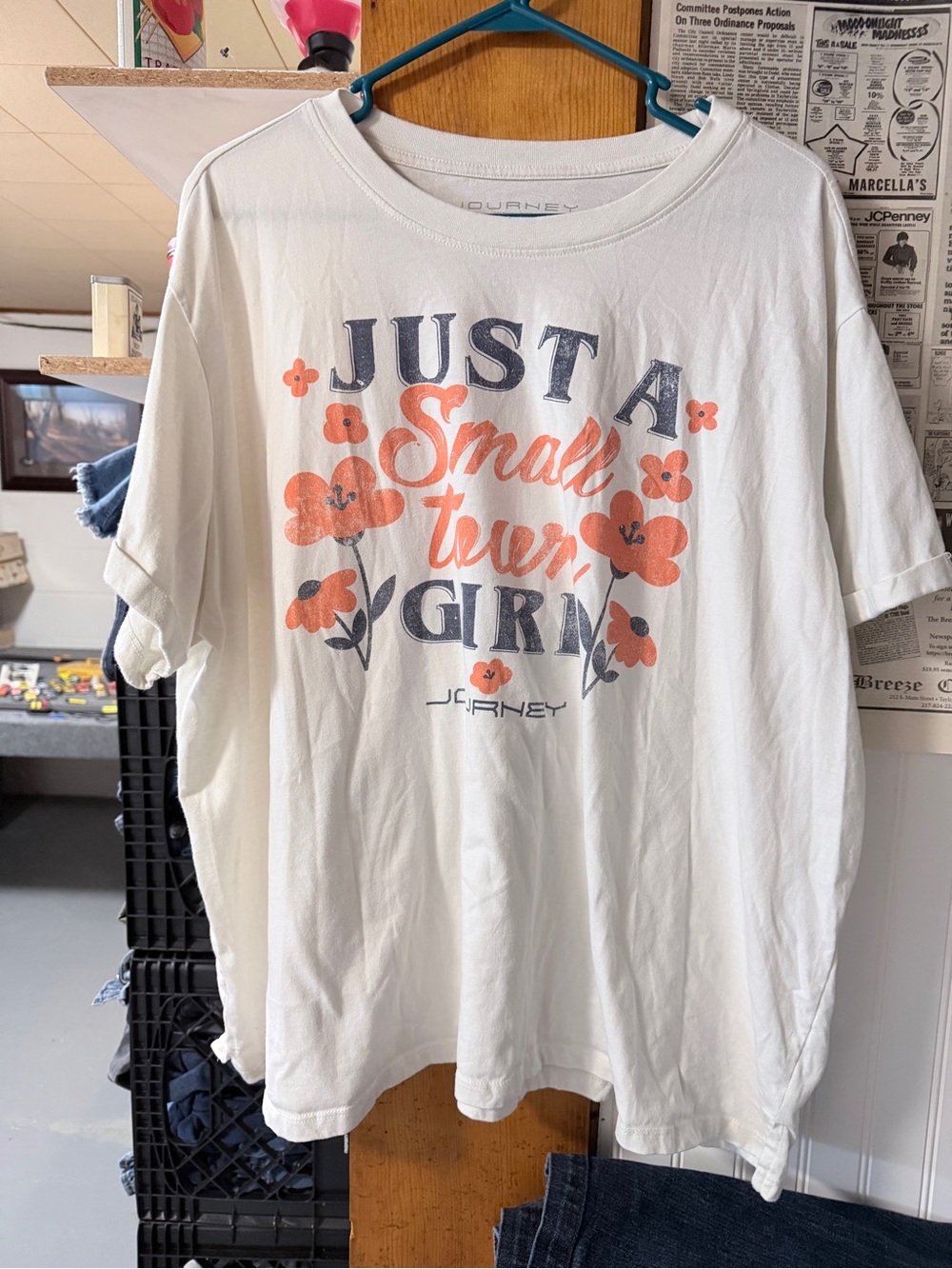 Cream Tee with Coral Floral Logo